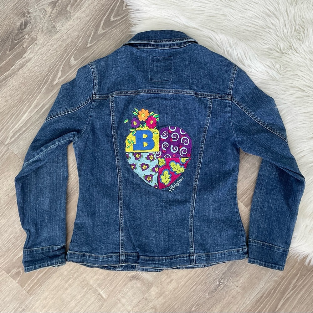 ❤️‍🔥 Brighton Collectibles Embroidered Heart Blue Denim Jean Jacket